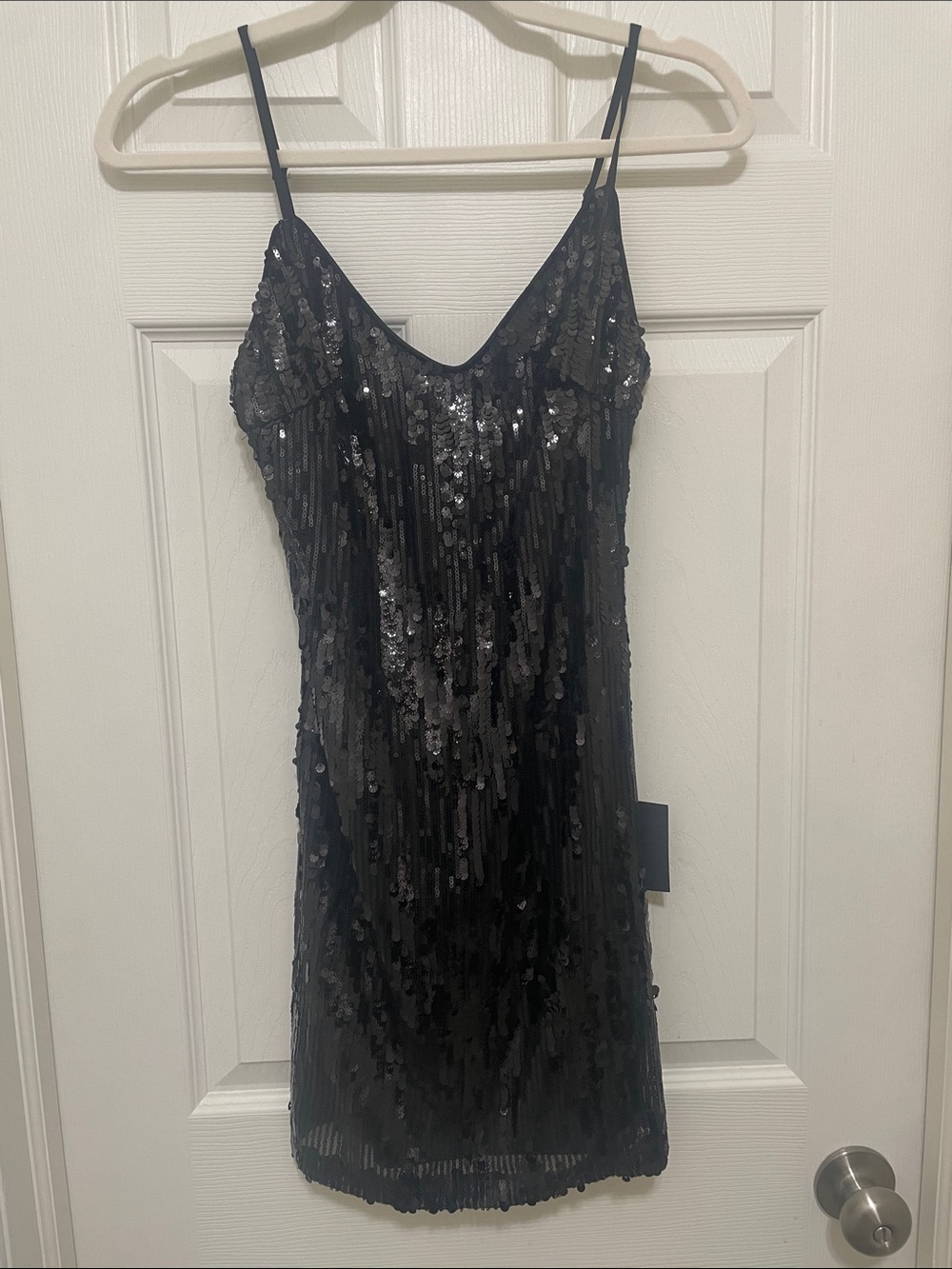 Lulu's Black Sequin Slip Mini Dress